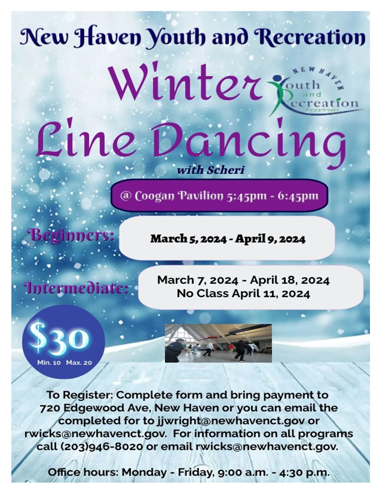 Winter Line dancing Mar and Apr 2024